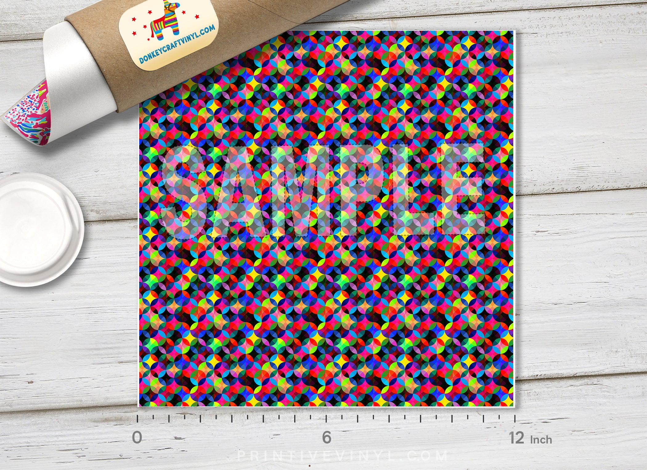 Vibrant Geometric Circles Adhesive Vinyl 1356 - Donkey Craft Vinyl