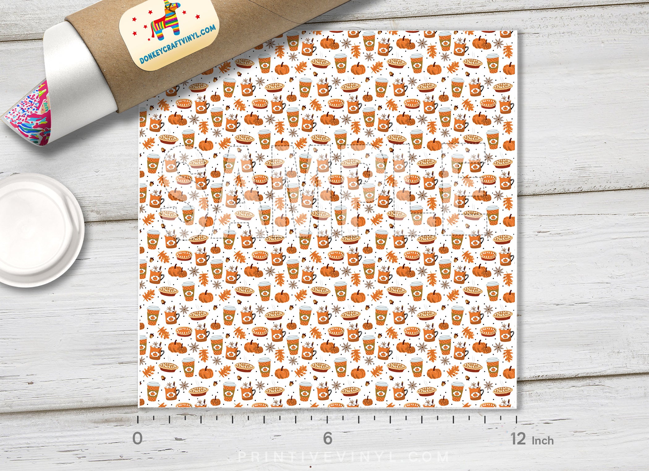 Spice Pumpkin Latte Patterned HTV H046