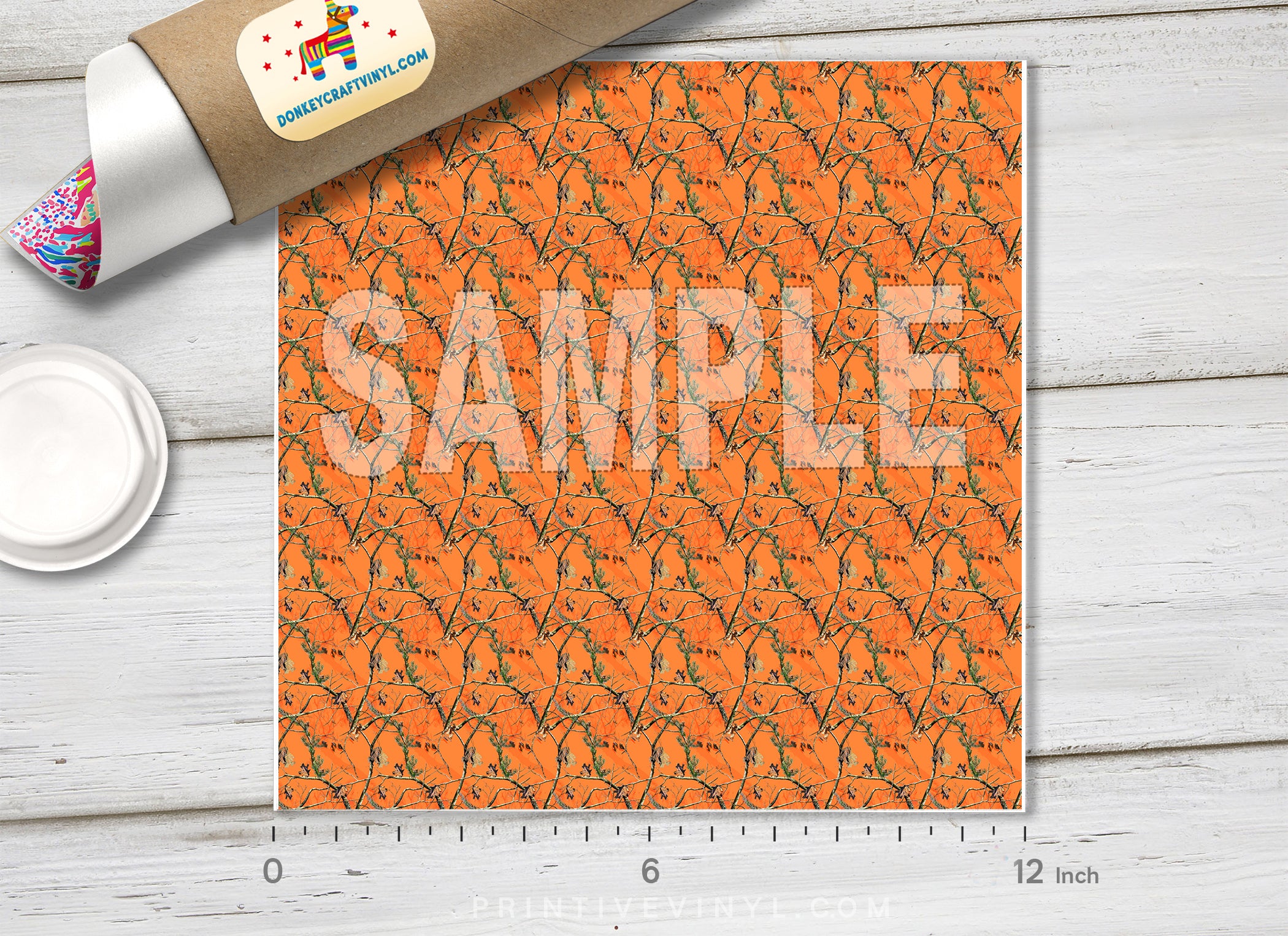 Orange Hunting Camo Adhesive Vinyl 1401 - Donkey Craft Vinyl