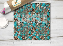 Teal Mixed Animal Print Adhesive Vinyl 1611
