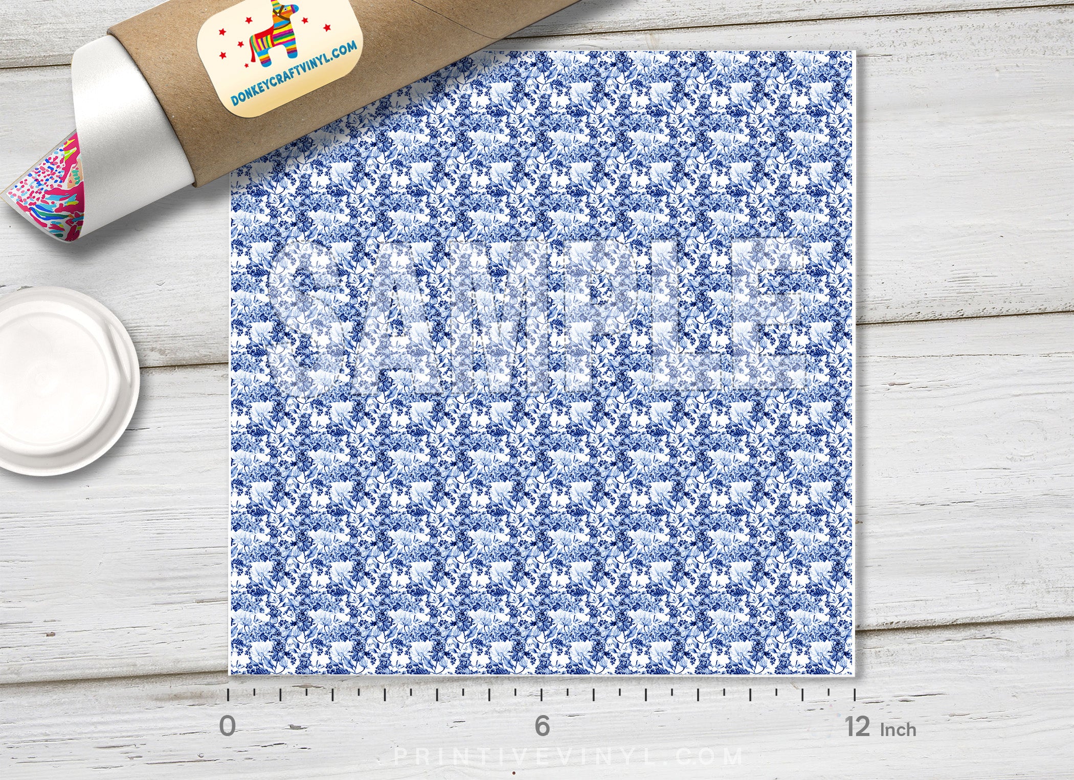 Blue Flower Pattern Adhesive Vinyl 946