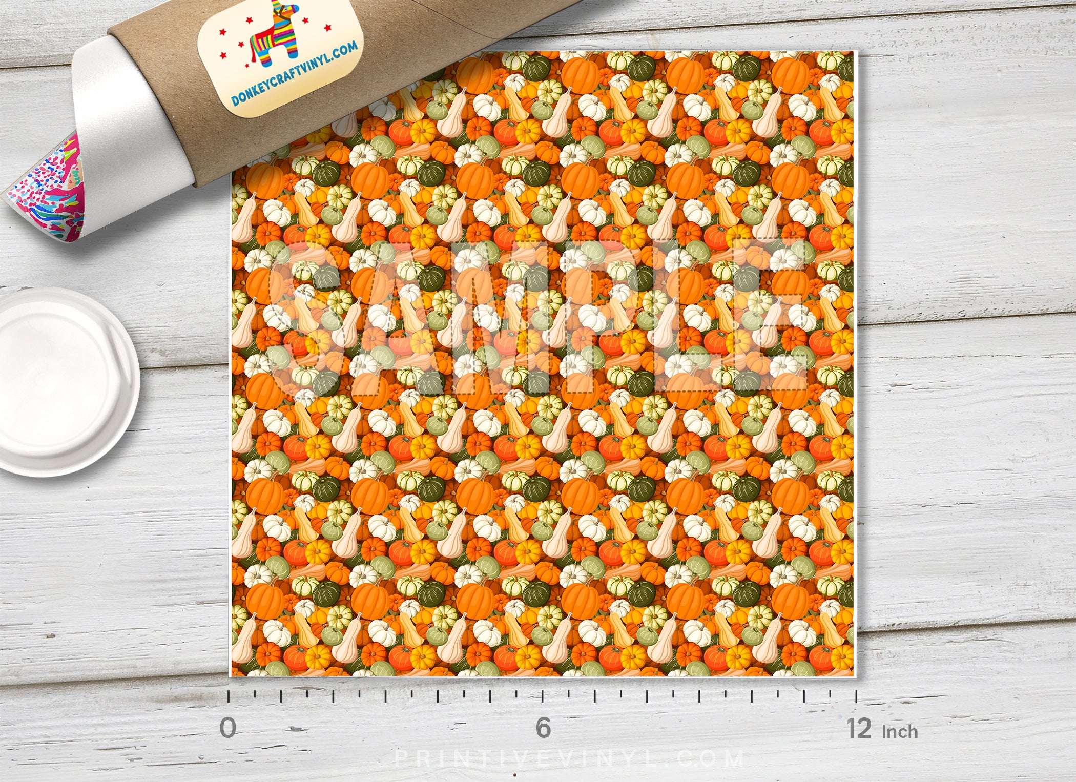 Fall Pumpkin Patch Pattern Adhesive Vinyl 1550