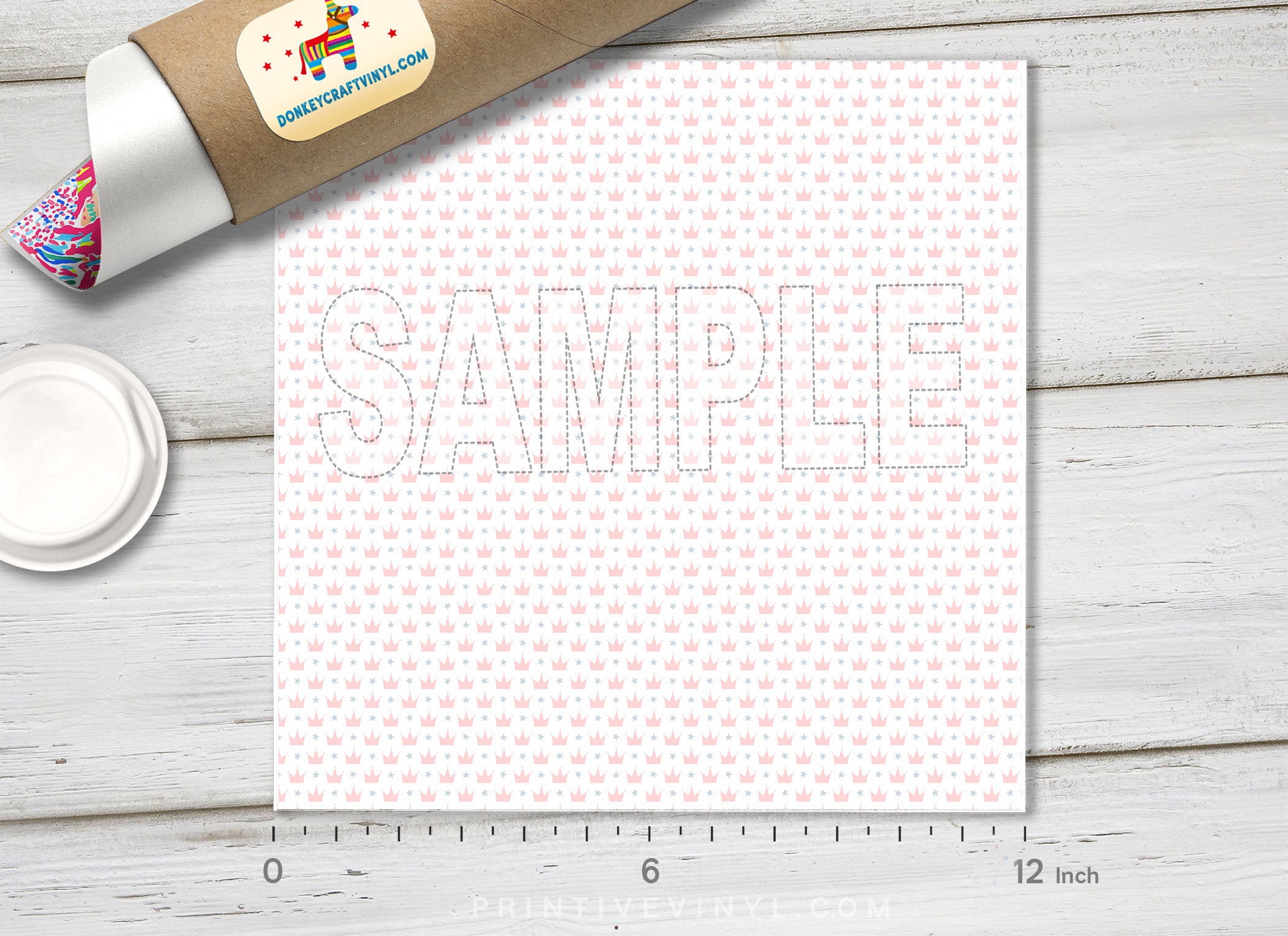 Pink Princess Crown & Star Adhesive Vinyl 1408 - Donkey Craft Vinyl