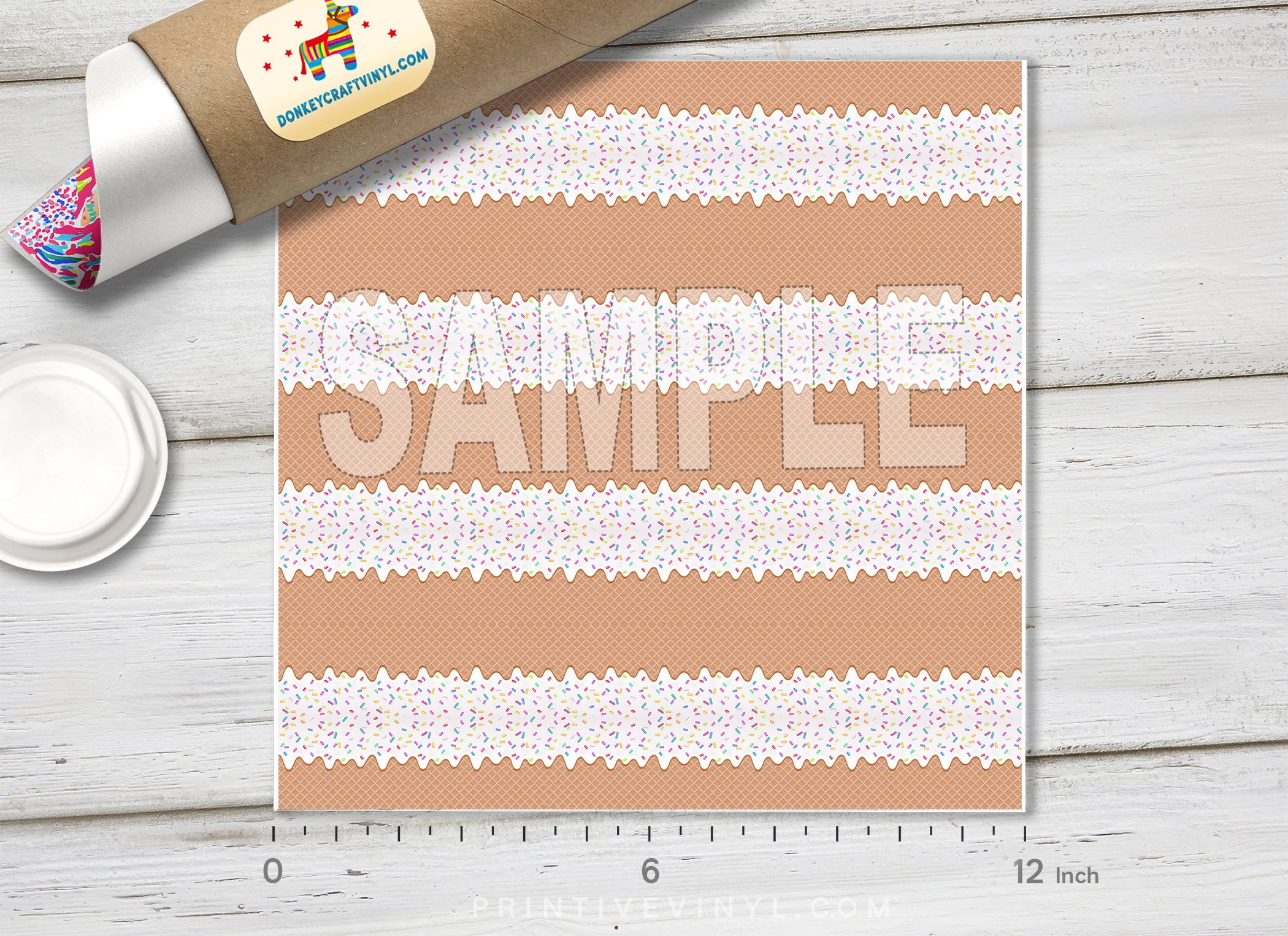 Ice Cream Waffle Cone Adhesive Vinyl 1464 - Donkey Craft Vinyl