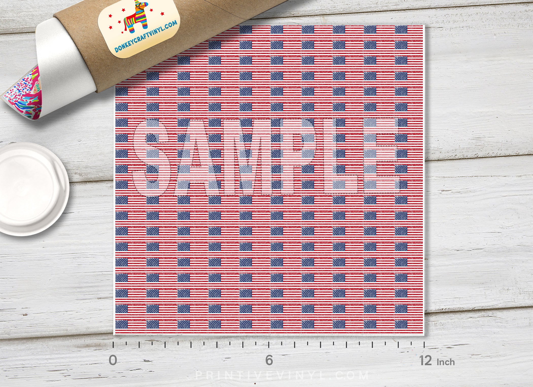 Vintage Distressed American Flag Adhesive Vinyl 1475 - Donkey Craft Vinyl