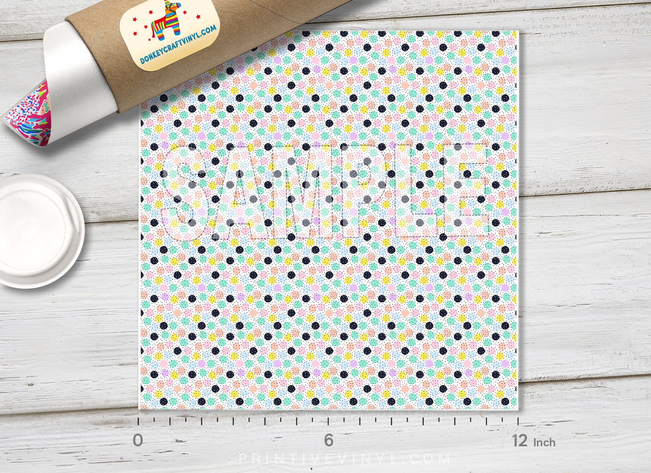 Pastel Confetti Polka Dot Patterned Adhesive Vinyl 1319 - Donkey Craft Vinyl