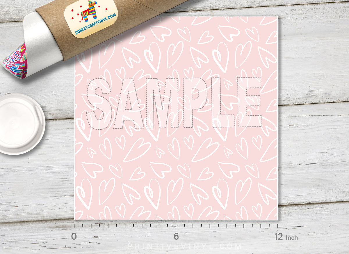 Pink Valentine Patterned HTV 1586 - Donkey Craft Vinyl