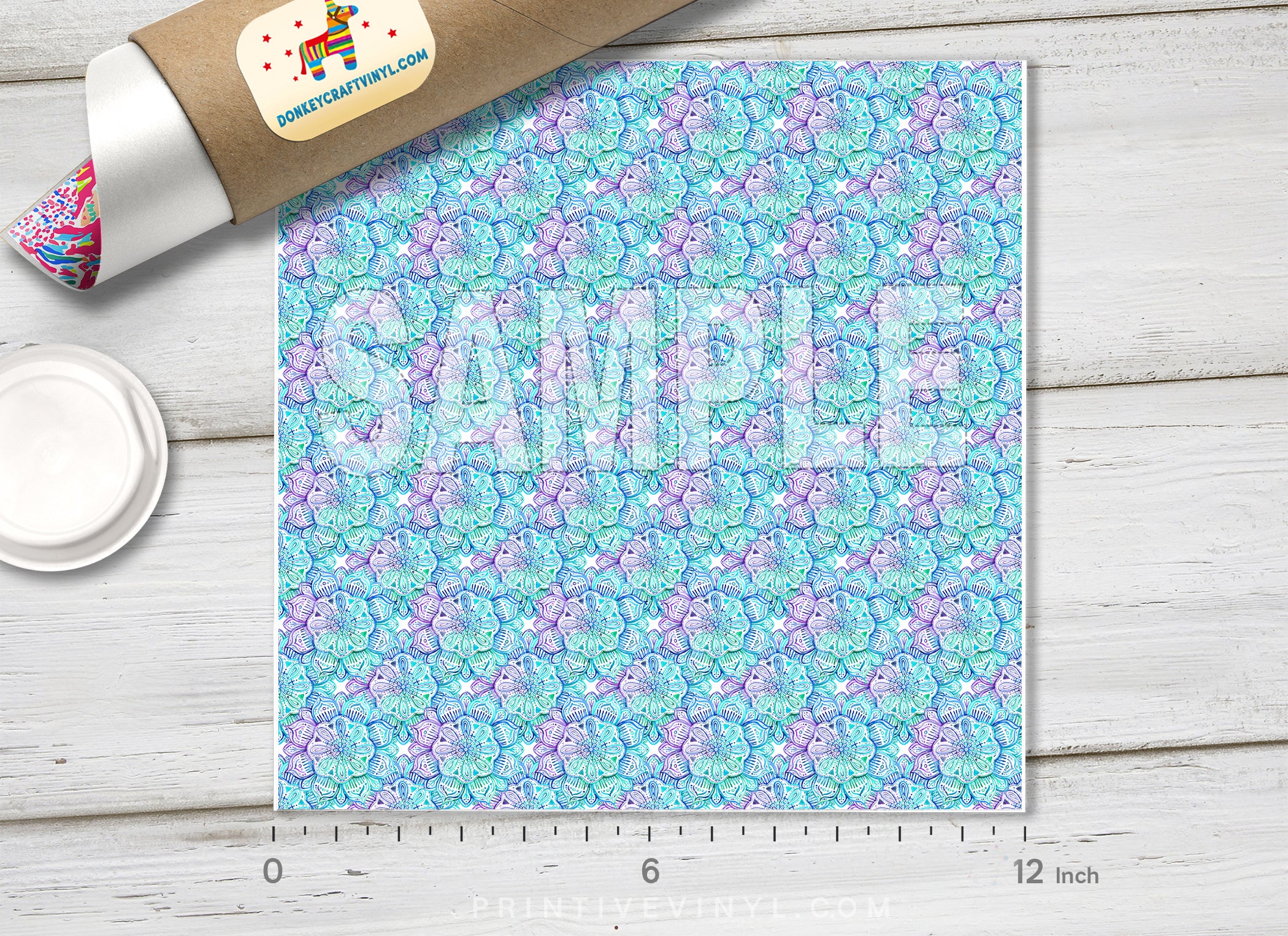 Bohemian Floral Mandala Adhesive Vinyl 1439 - Donkey Craft Vinyl