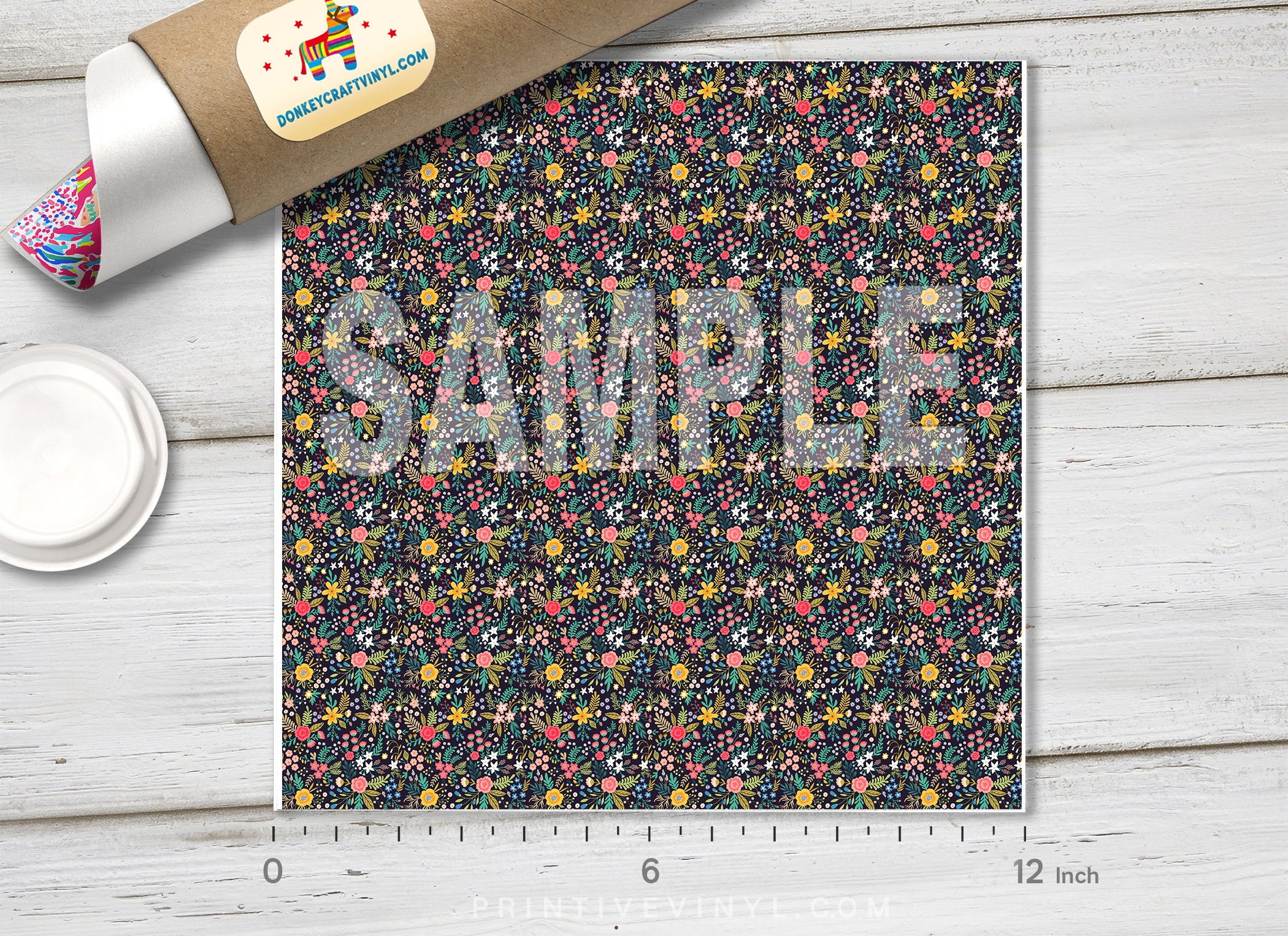 Floral Adhesive Vinyl 1362 - Donkey Craft Vinyl