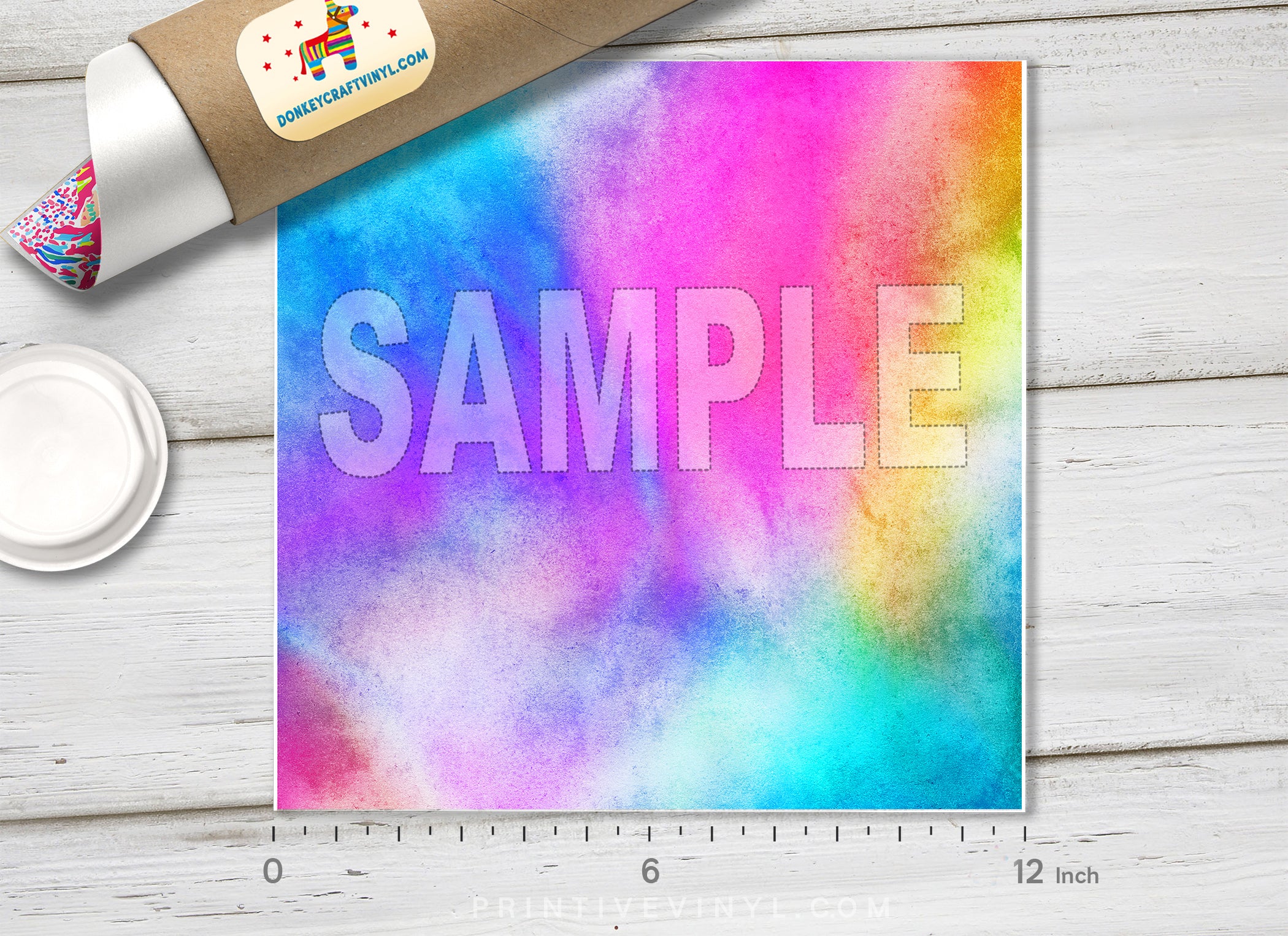Rainbow Watercolor Adhesive Vinyl 1496 - Donkey Craft Vinyl