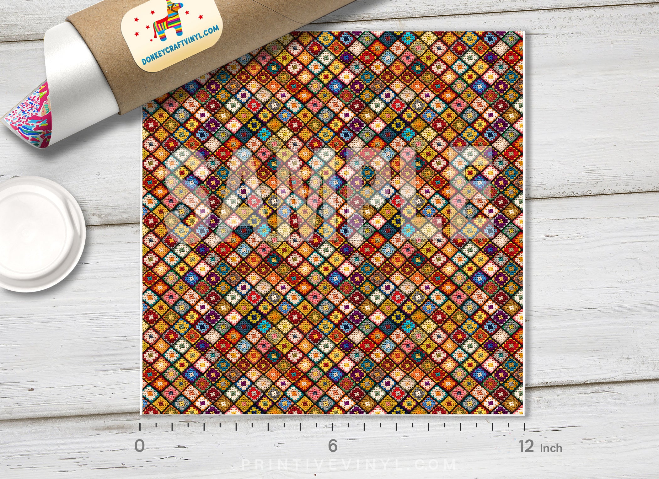 Granny Square Crochet HTV 1490 - Donkey Craft Vinyl