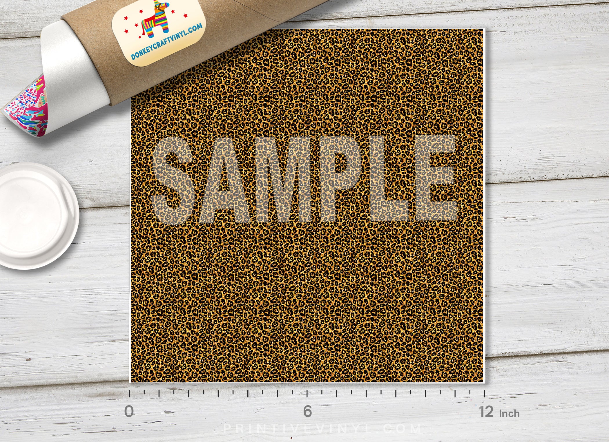 Gold Glitter Leopard Print Pattern HTV 1520