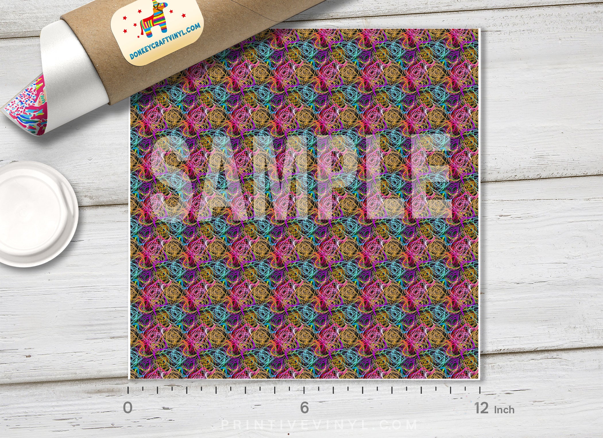 Colorful Scribble Abstract Adhesive Vinyl 1334 - Donkey Craft Vinyl