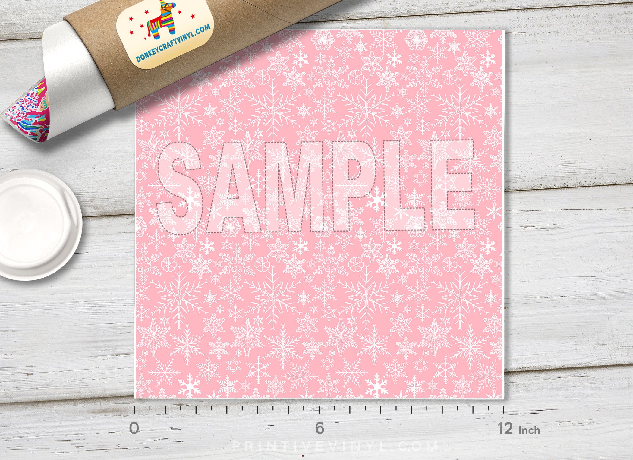 Pink Frozen Snow Flakes Pattern Adhesive Vinyl 792-2