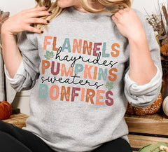 Flannels Pumpkins Bonfires DTF Transfer, Ready to Press DTF473 - Donkey Craft Vinyl