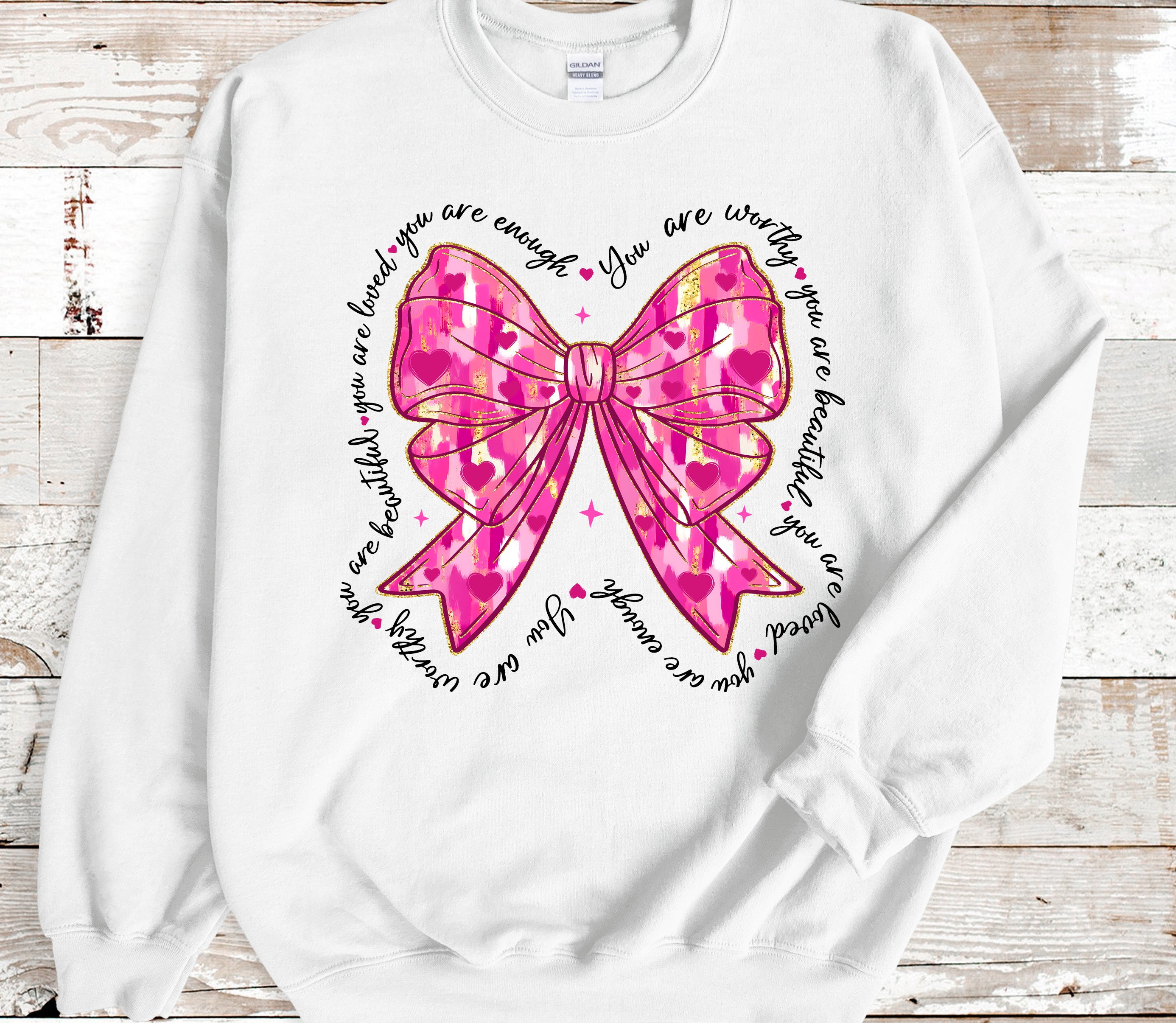 Pink Coquette Heart Bow Valentine's Day DTF Transfer, Ready to Press DTF504