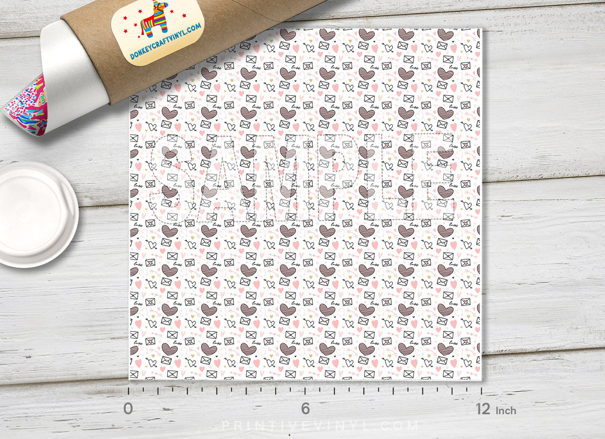 Pink Valentine Patterned HTV 1586 - Donkey Craft Vinyl