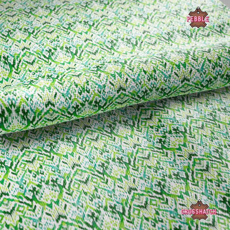 Green Ikat Printed Faux Leather 028