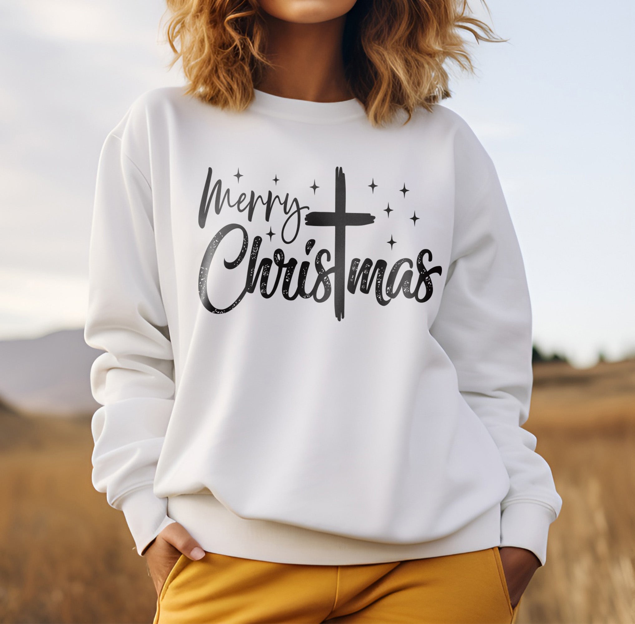 Merry Christmas Christian Cross Faith DTF Transfer, Ready to Press DTF495