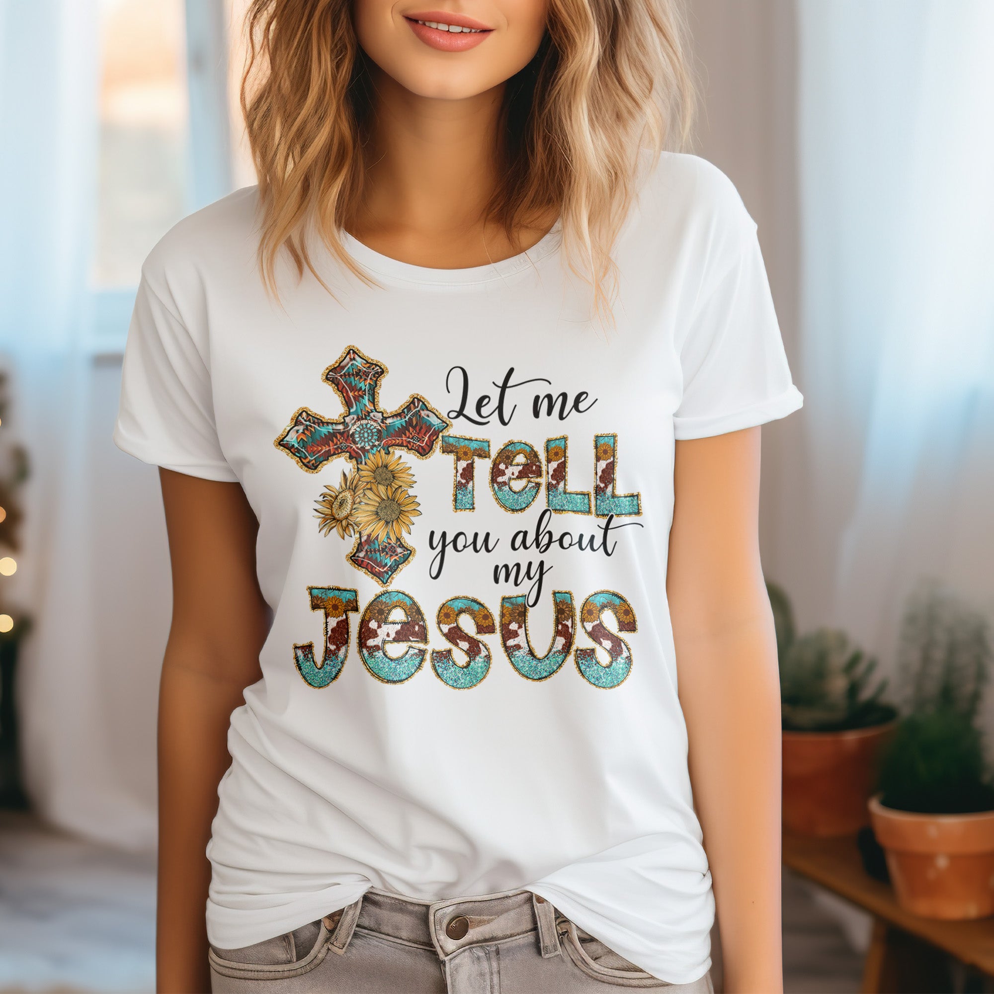 Western Christian Jesus Cross DTF Transfer, Ready for Press Heat Press Transfers DTF356