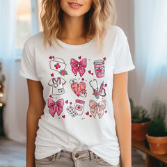 Nurse Valentine Coquette Bow Medica DTF Transfer, Ready to Press DTF523