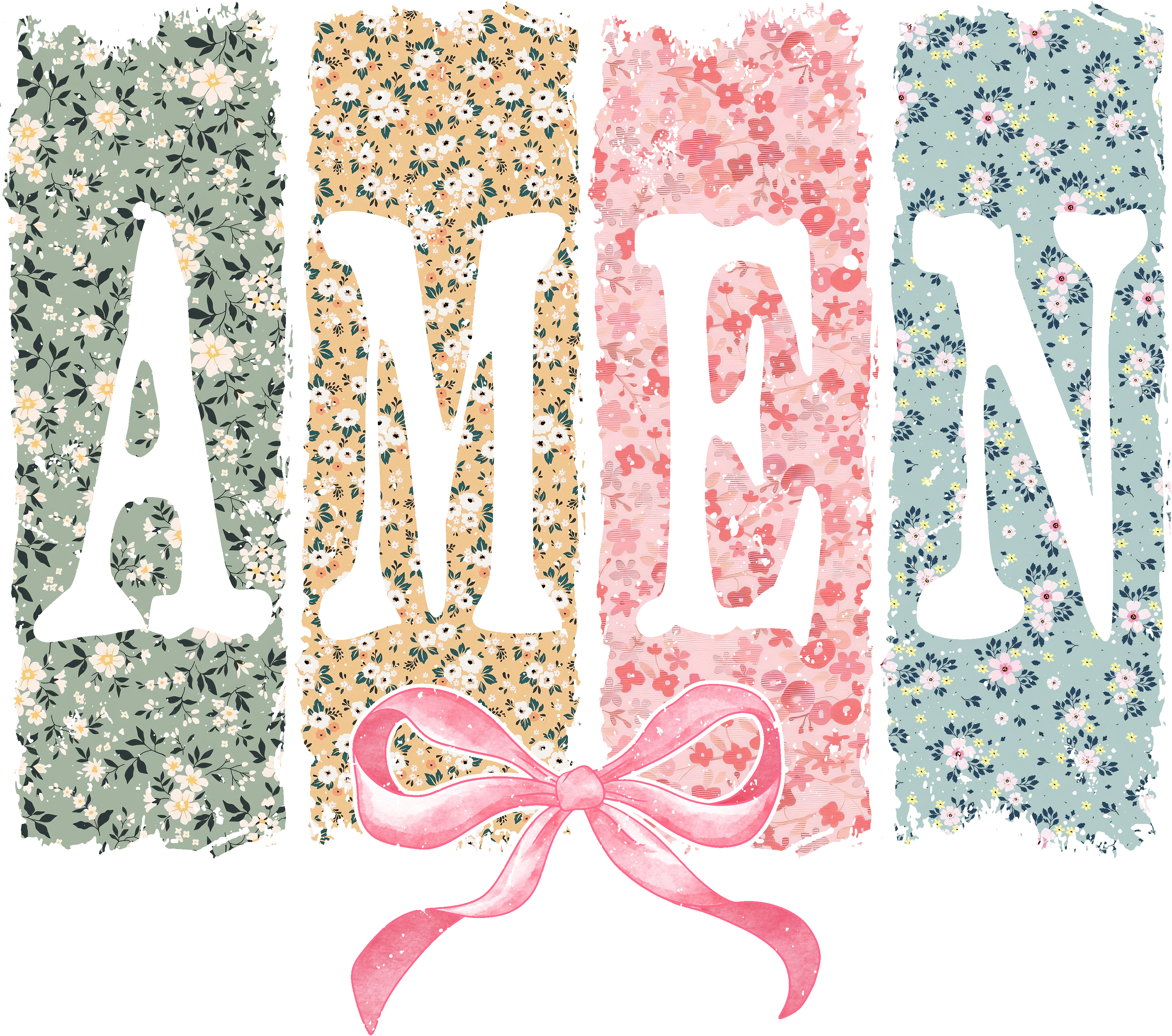 Amen Floral Cross Coquette Bow DTF Transfer, Ready to Press DTF542