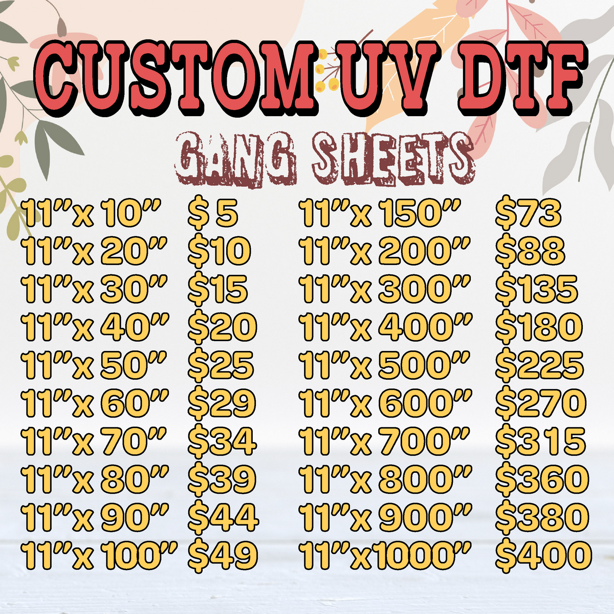 CUSTOM UV DTF Transfer