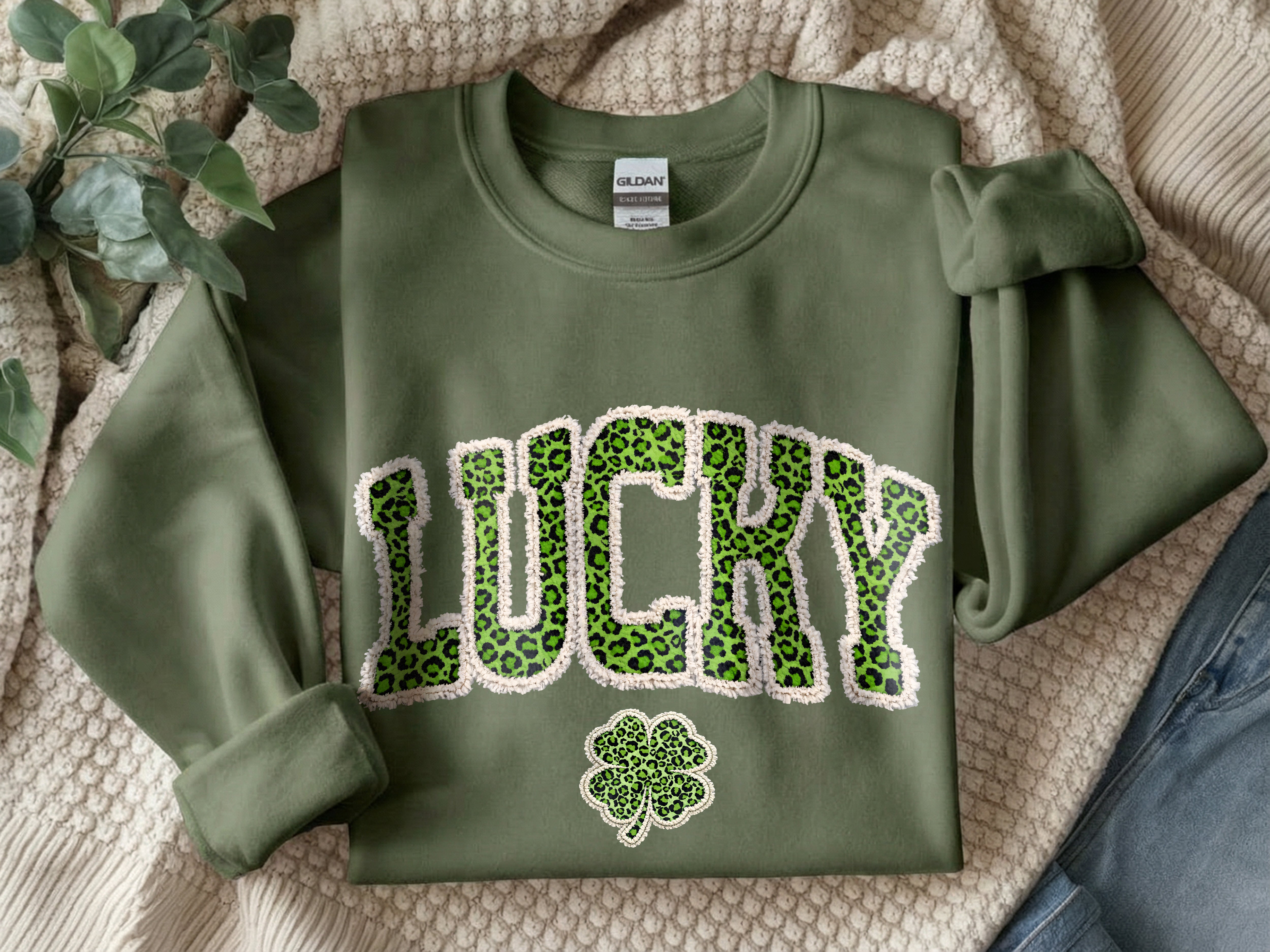 Lucky Green Leopard Print DTF Transfer, Ready to Press DTF676