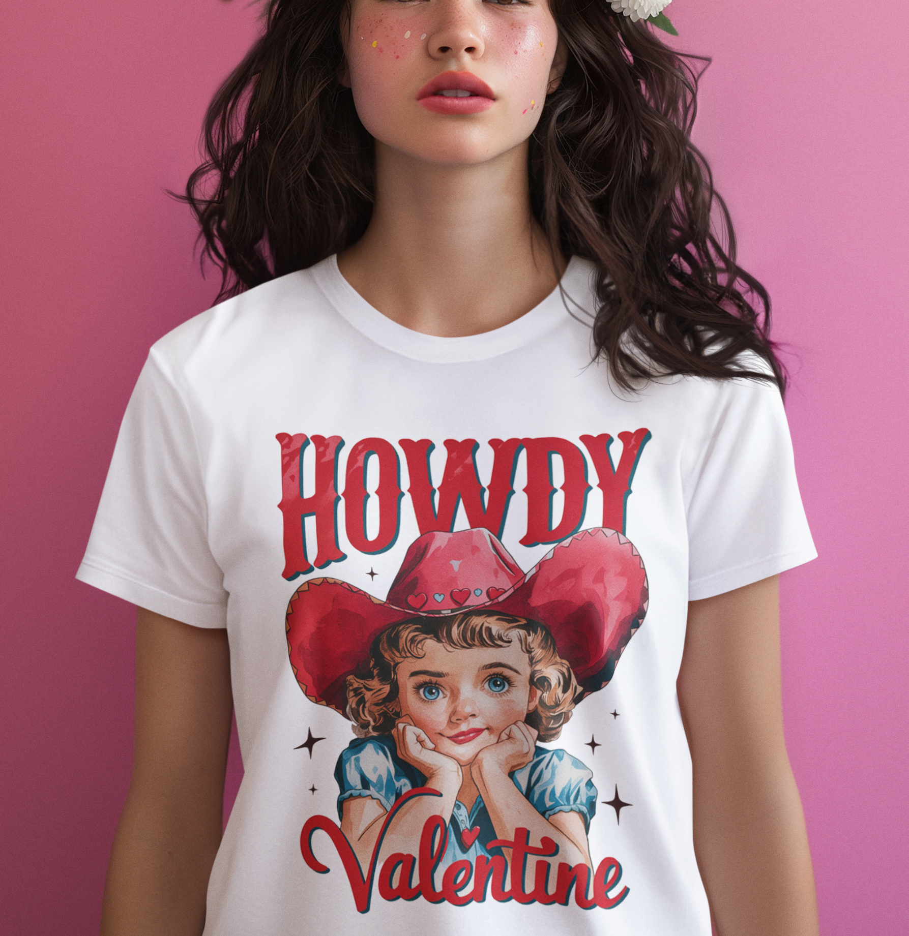 Howdy Valentine Retro Cowgirl DTF Transfer, Ready to Press DTF514