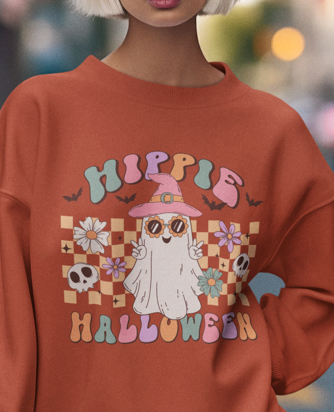 Hippie Halloween DTF Transfer for T-shirts, Hoodies, Heat Transfer, Ready for Press Heat Press Transfers DTF140