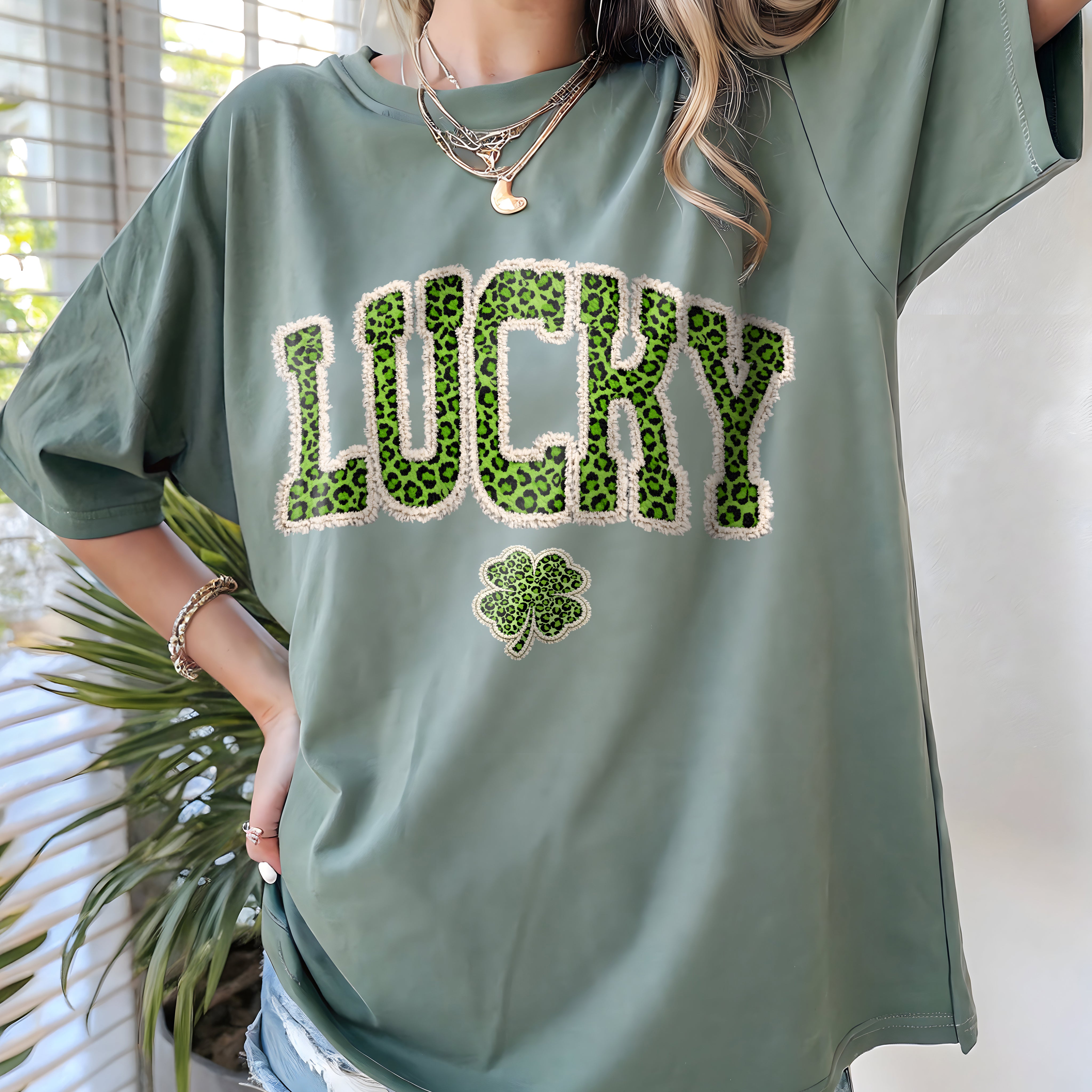 Lucky Green Leopard Print DTF Transfer, Ready to Press DTF676