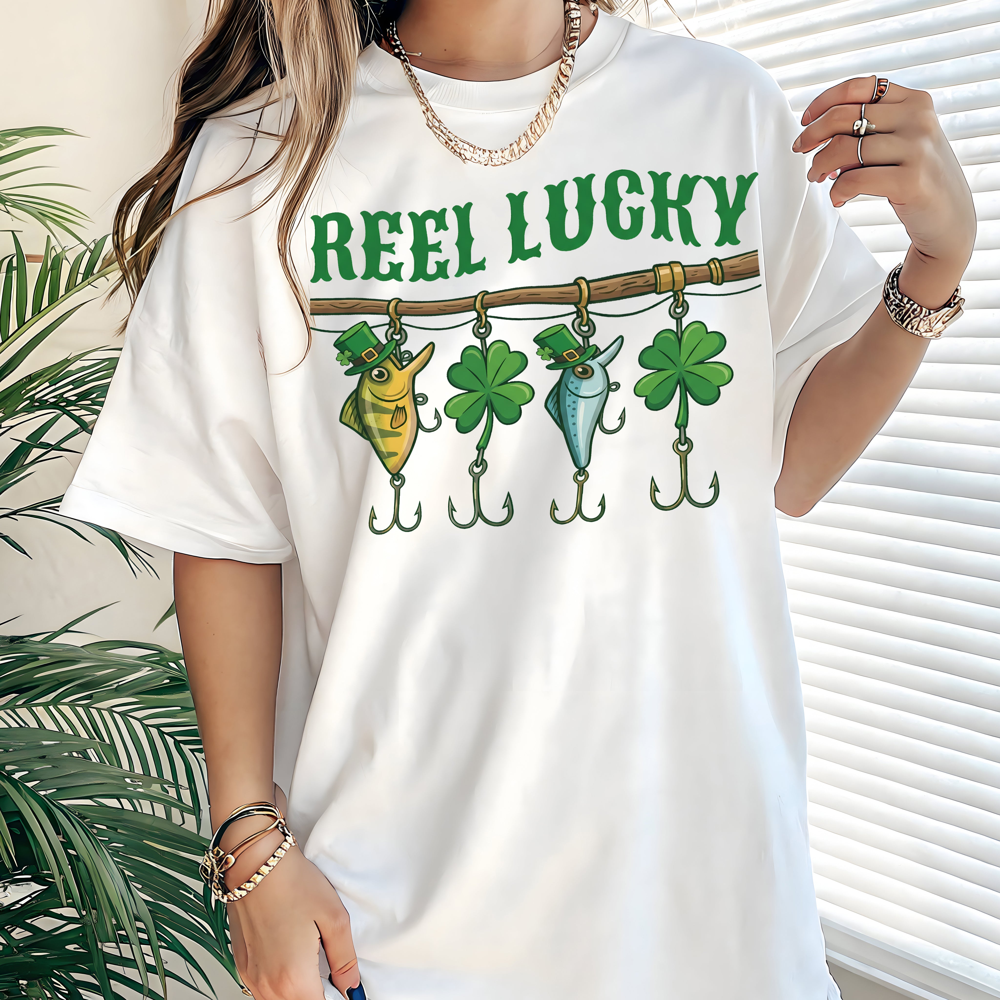 Reel Lucky Fishing St. Patrick's Day DTF Transfer, Ready to Press DTF659