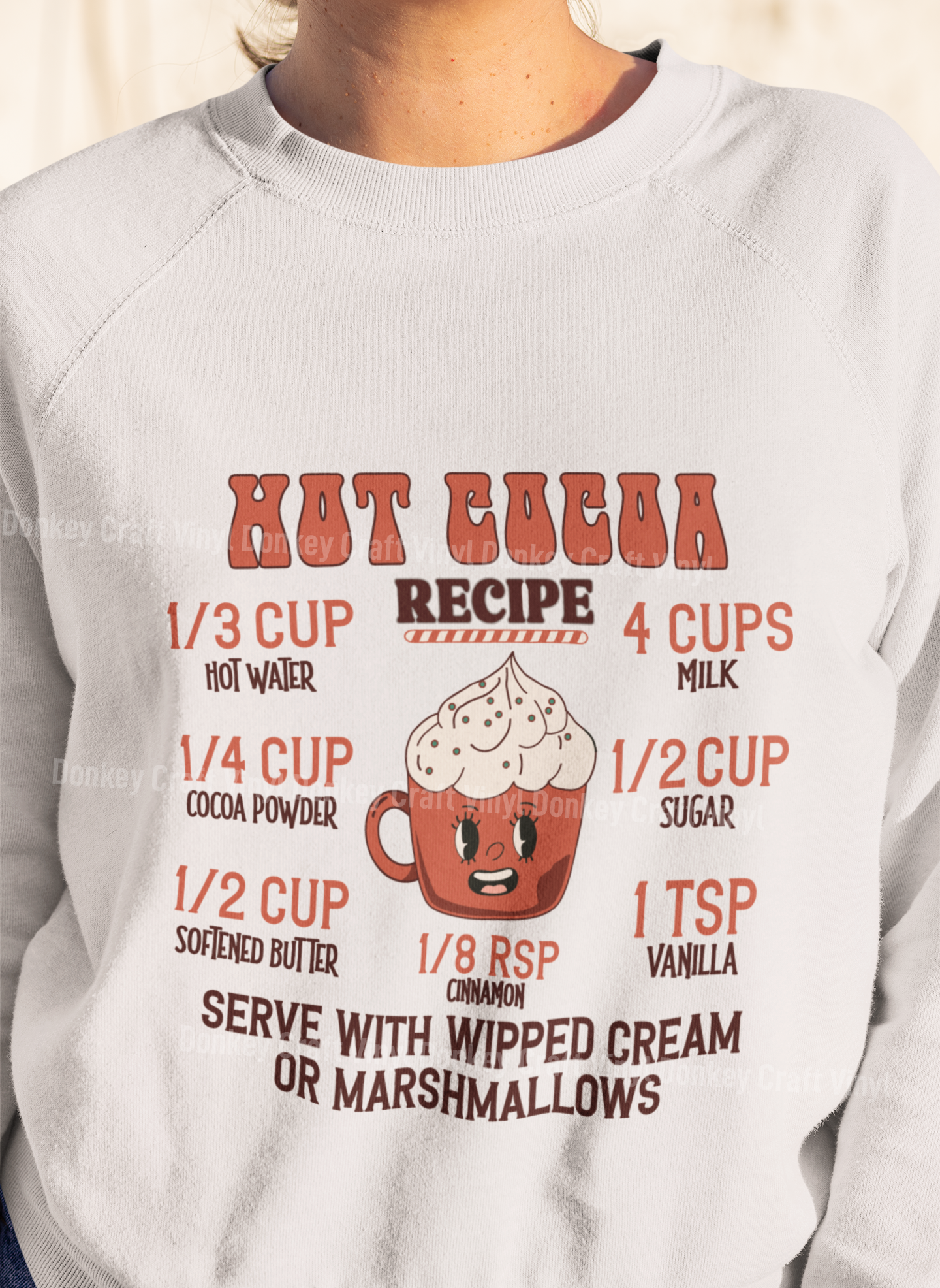 Christmas Hot Cocoa Recipe DTF Transfer, Ready for Press Heat Press Transfers DTF213