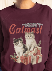 Cat Christmas DTF Transfer for T-shirts, Hoodies, Heat Transfer, Ready for Press Heat Press Transfers DTF203