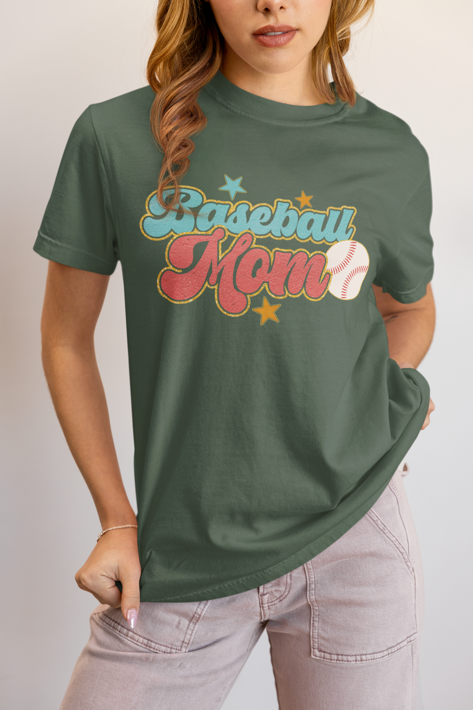 Baseball Mom Retro Glitter Sports DTF Transfer, Ready to Press DTF540
