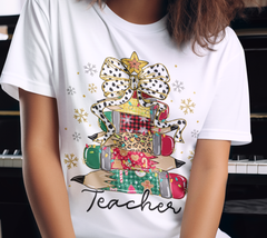 Teacher Christmas Pencil Tree DTF Transfer, Ready to Press DTF489