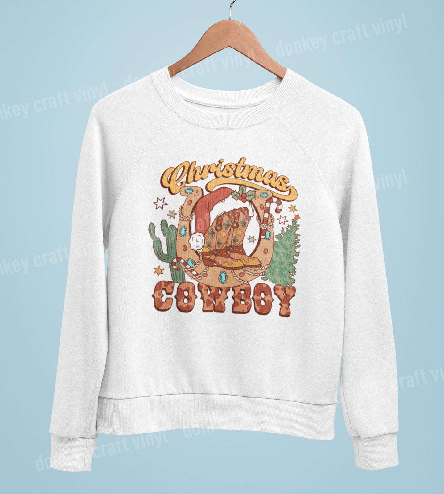 Western Christmas DTF Transfer for T-shirts, Hoodies, Heat Transfer, Ready for Press Heat Press Transfers DTF175