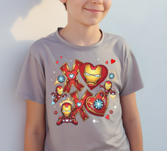 Iron Man Superhero XOXO Hearts DTF Transfer, Ready to Press DTF651