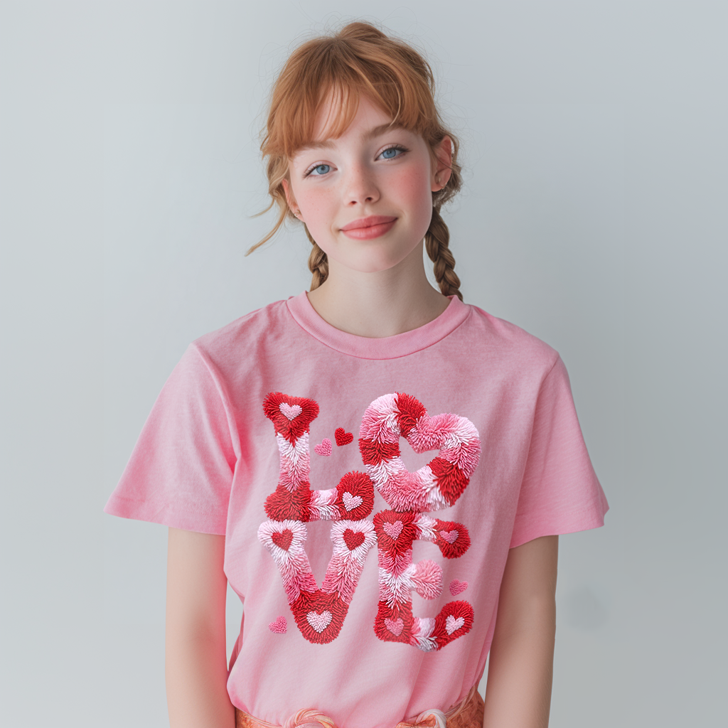 LOVE Hearts Chenille Texture DTF Transfer, Ready to Press DTF666