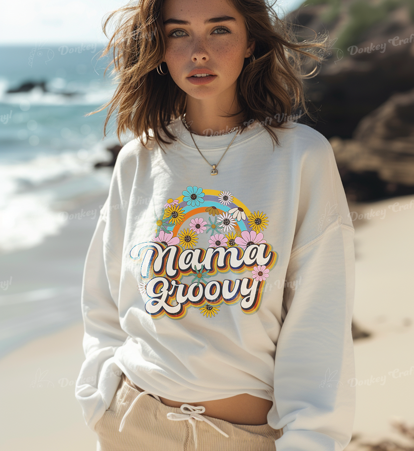 Floral Mama Groovy DTF Transfer, Ready for Press Heat Press Transfers DTF352