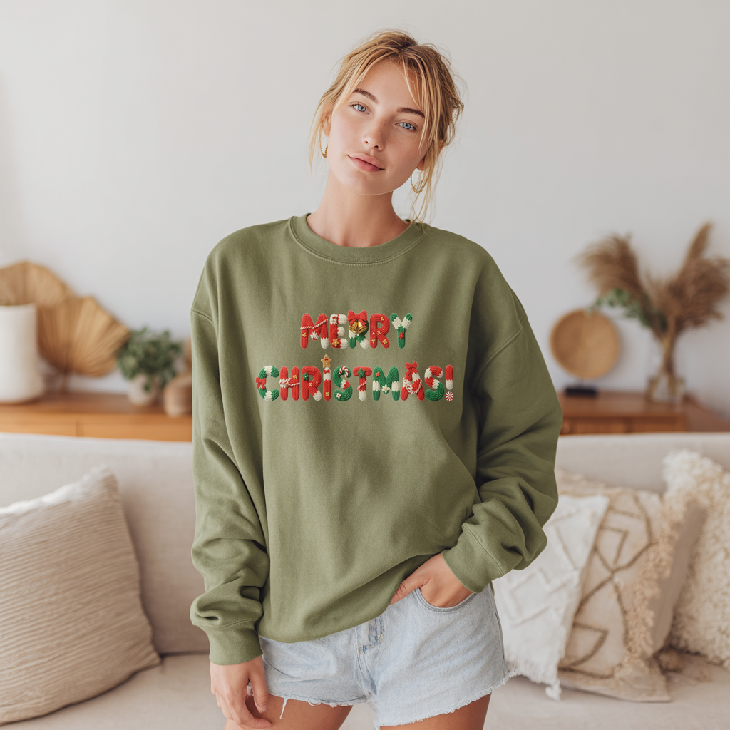 Merry Christmas Knit Letters DTF Transfer, Ready to Press DTF614
