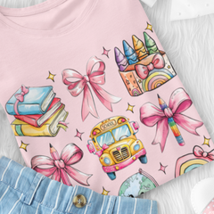 100 Days of School Coquette Pink Bow DTF Transfer, Ready to Press DTF515