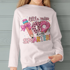 Little Miss 100 Days Smarter Donut DTF Transfer, Ready to Press DTF516