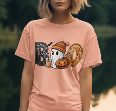 BOO Ghost Iced Coffee Faux Sequin Halloween DTF Transfer, Ready to Press DTF457
