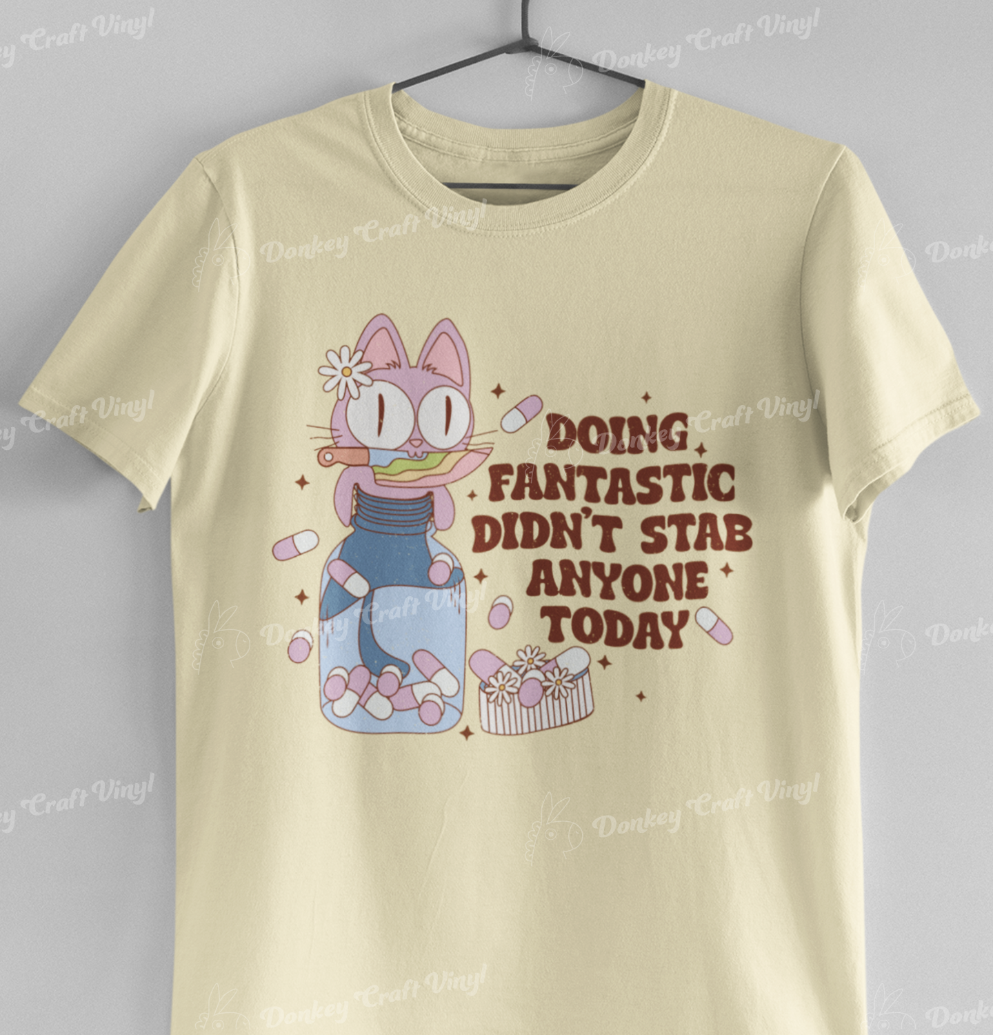 Funny Cat Mental Health DTF Transfer, Ready for Press Heat Press Transfers DTF244