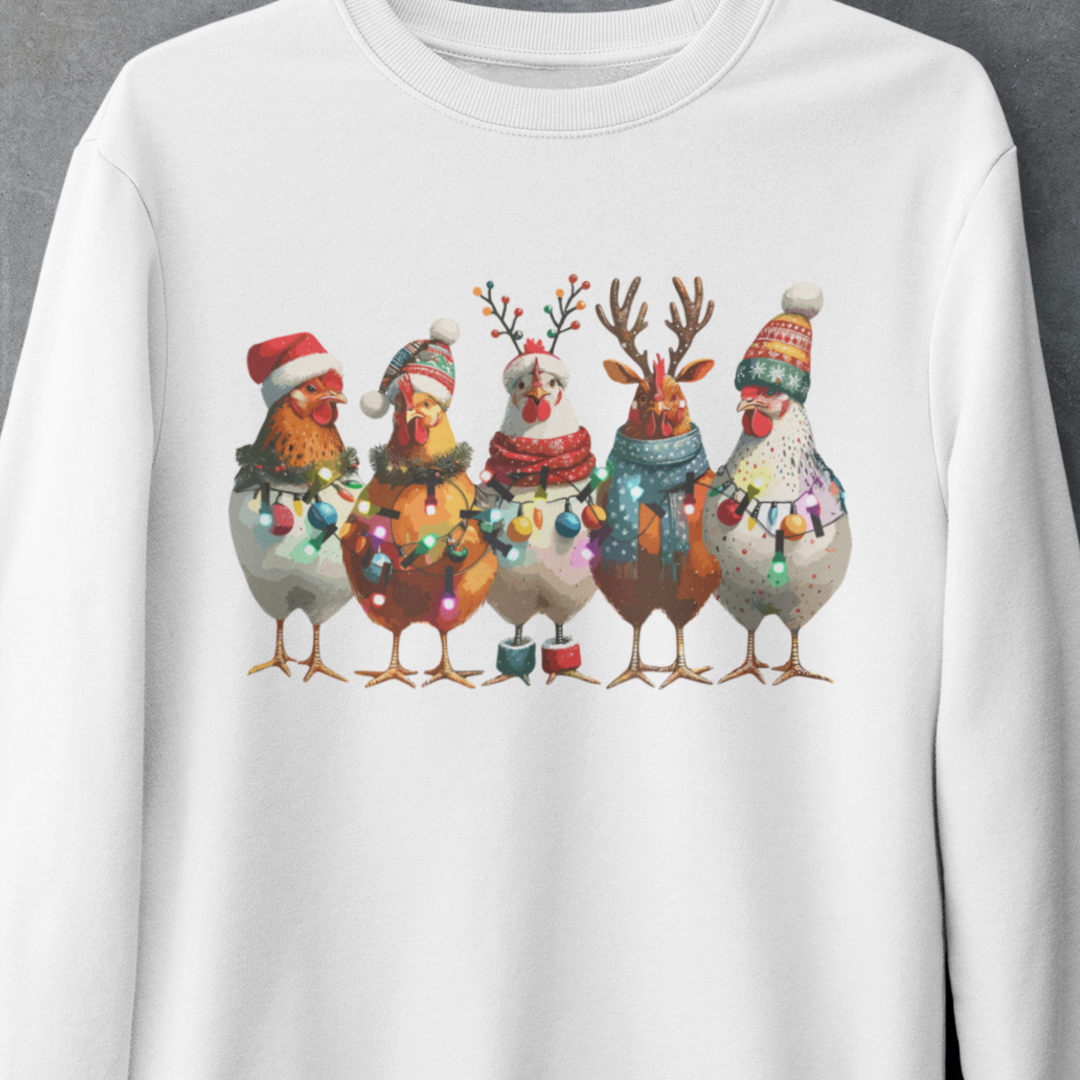 Christmas Chickens String Lights DTF Transfer, Ready to Press DTF483 - Donkey Craft Vinyl