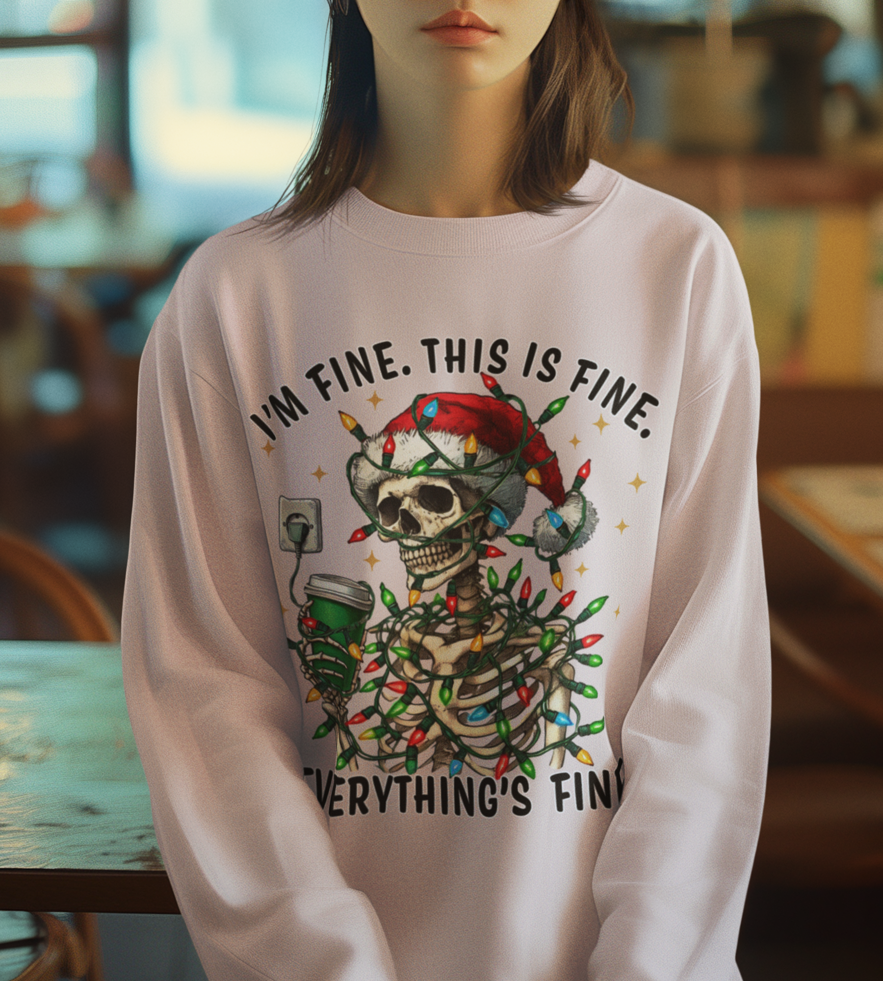I'm Fine Christmas Skeleton Coffee DTF Transfer, Ready to Press DTF454