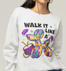 Walk It Like A Dog Balloon Mardi Gras DTF Transfer, Ready to Press DTF524