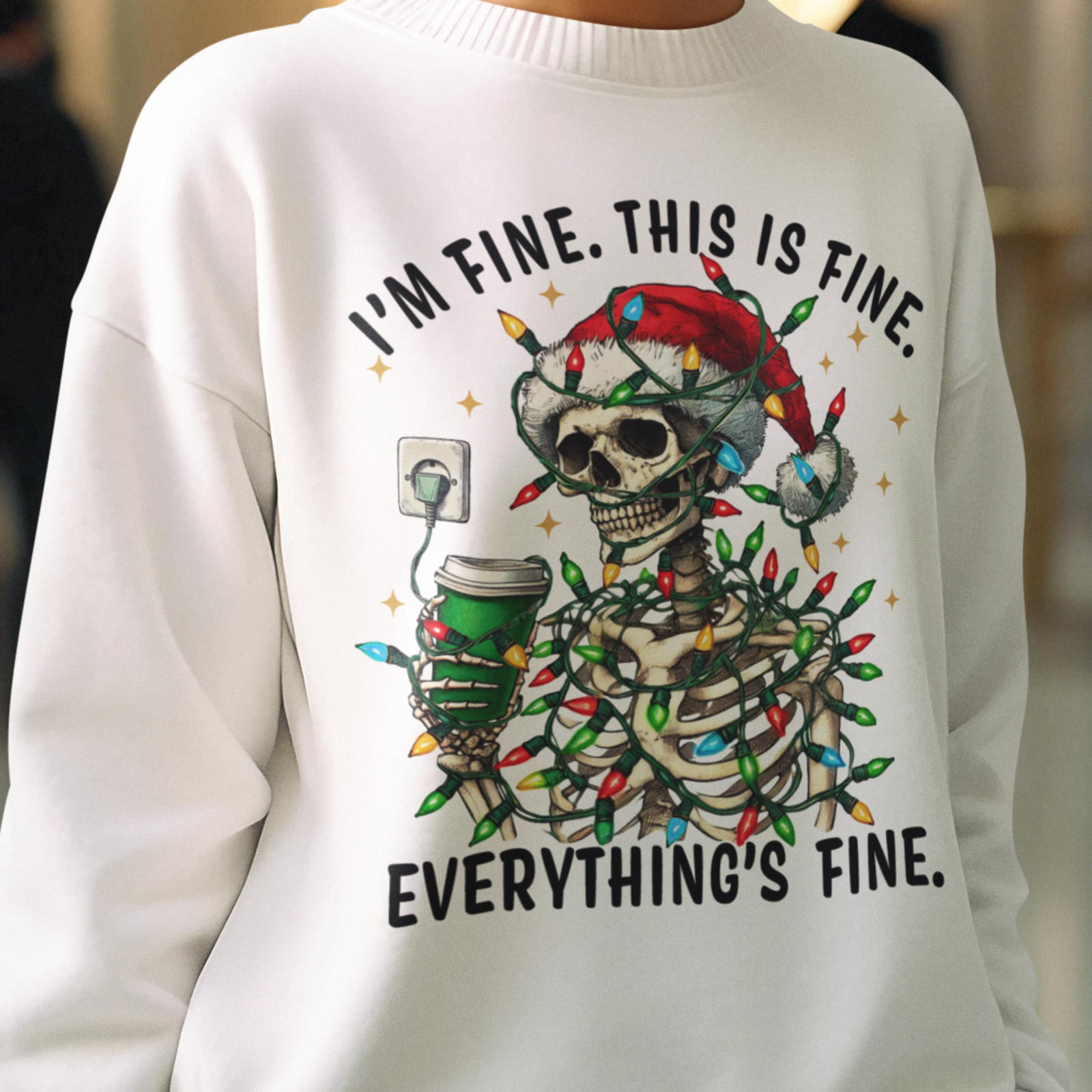 I'm Fine Christmas Skeleton Coffee DTF Transfer, Ready to Press DTF454