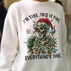 I'm Fine Christmas Skeleton Coffee DTF Transfer, Ready to Press DTF454